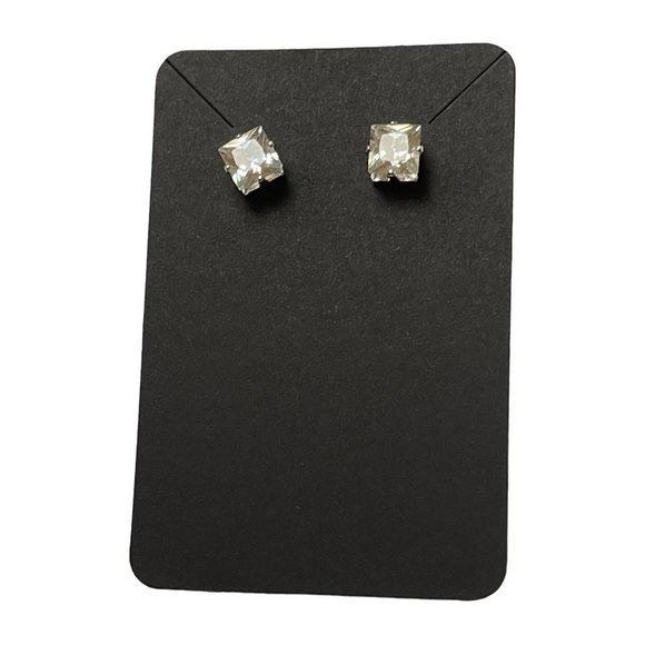 Cubic Zirconia Silver Large Stud Earrings - Picture 1 of 11